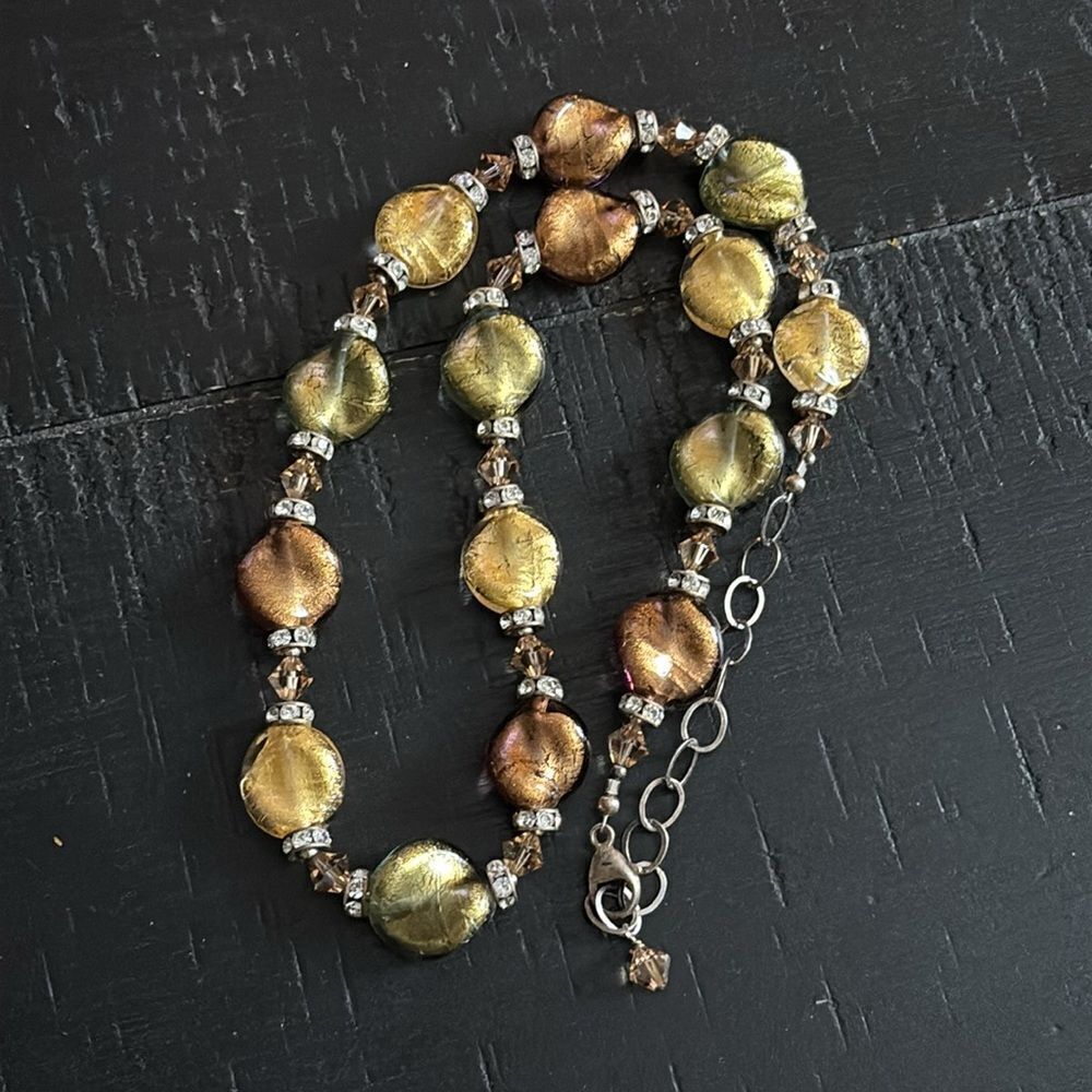 Lamp Glass Beaded Rhinestones Shimmer Boho Western Necklace